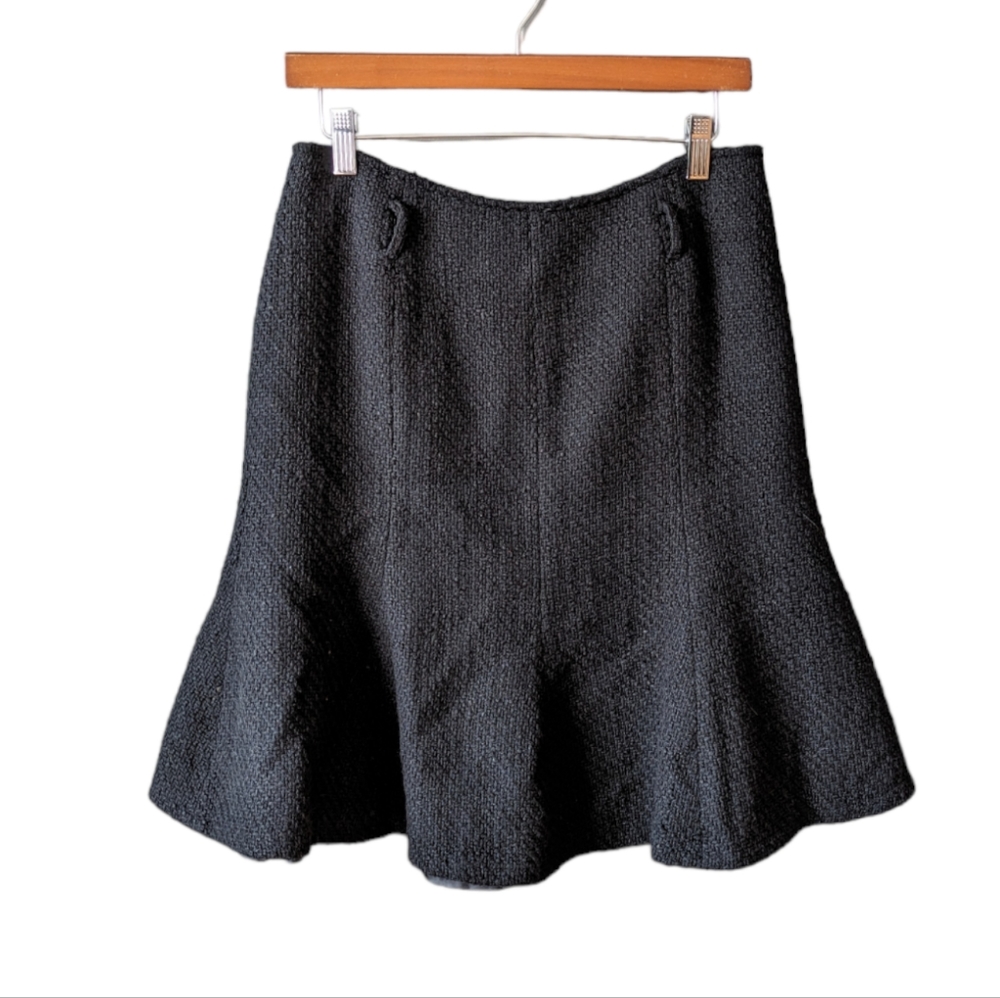 Woven Hidden Zipper Black Office Business Casual Skirt Size 8